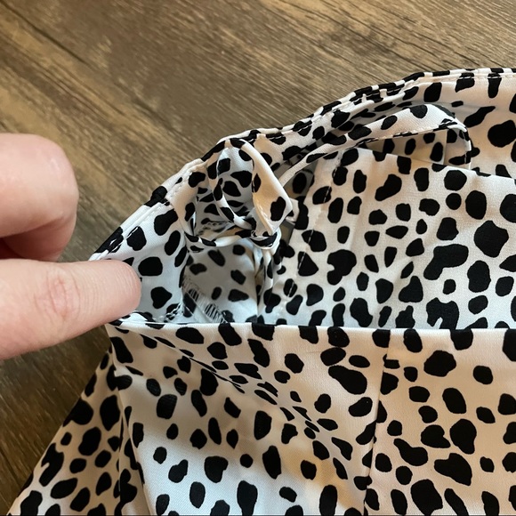 Black & White “Dalmatian” print ruffled wrap mini skirt - Picture 6 of 10